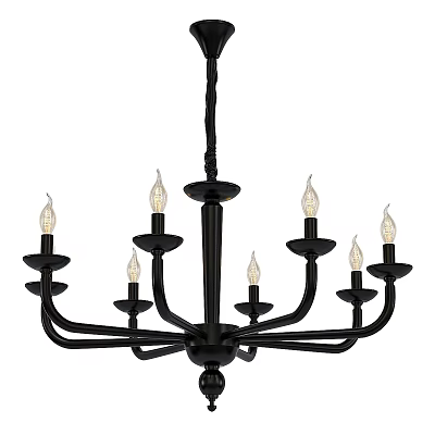 Black Classic Chandelier Design With Multiple Arms And Candle Style Bulbs 3d model