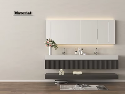 Modern Bathroom Vanity With Sleek Design Large Mirror Double Sinks And Storage 3d model