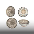 Four Decorative Bowls Dish Set With Intricate Traditional Ceramic Patterns