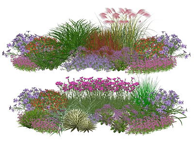 Colorful Mixed Plant Combination For Garden With Various Flowers And Grasses 3d model
