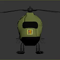 Green Space Exploration Helicopter Model With Rotor Cockpit And Mounted Gear