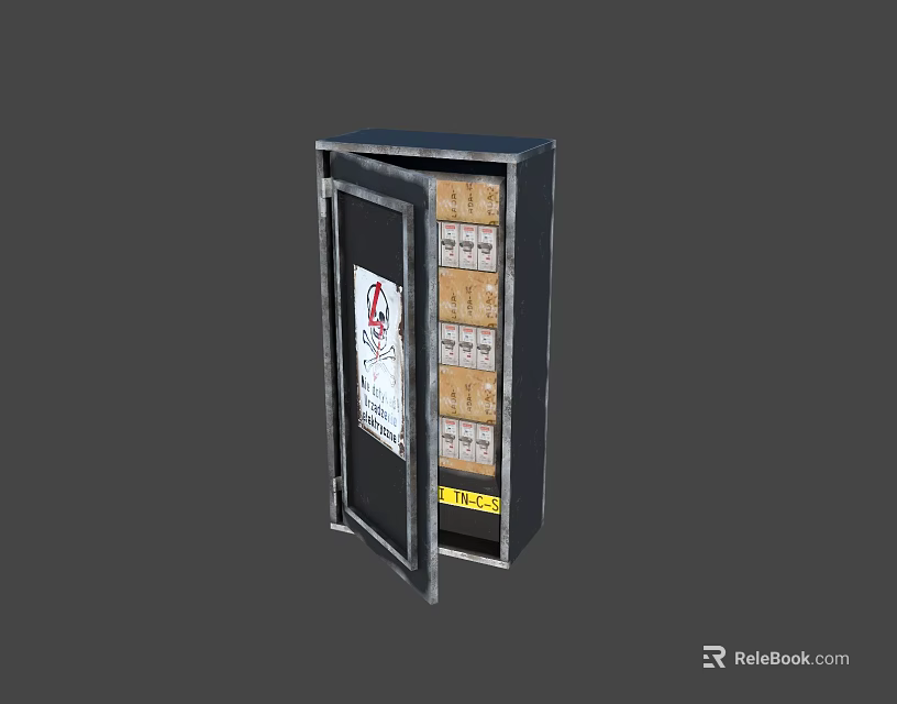 Metal Household Storage Cabinet With Open Door And Multiple Compartments For Organizing Daily Items 3d model 