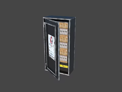Metal Household Storage Cabinet With Open Door And Multiple Compartments For Organizing Daily Items 3d model