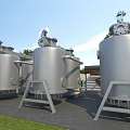 Roadside Road Facilities With Large Silver Storage Tanks And Metal Support Structures 3d model