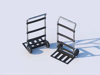 Two Heavy Duty Hardware Tools Hand Trucks With Metal Frames And Wheels 3d model