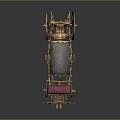 Ornate Vintage Carriage With Gold Decorations And Red Upholstered Seats