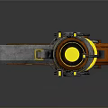 Futuristic Mechanical Weapon With Orange Silver Spring And Circular Components 3d model