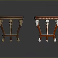 Elegant Decorative Round Tables With Carved Legs Shelves And Colored Tops