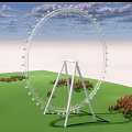 Giant Ferris Wheel Amusement Equipment In Green Field With Trees
