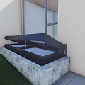 Detached Villa Terrace Featuring Glass Railing Stone Floor And Green Grass