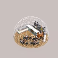 Dome Shaped Tent Interior With Wooden Tables Chairs And Modern Seating Space