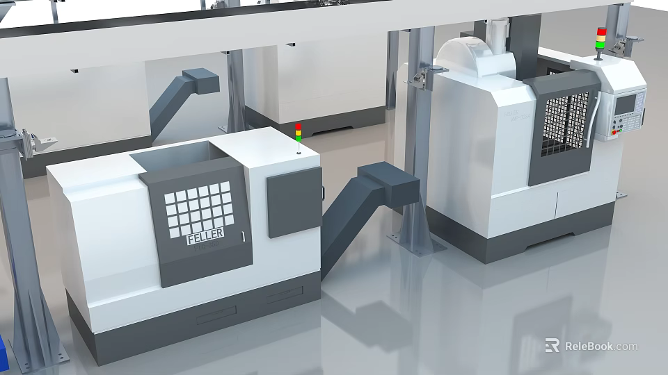 Advanced Industrial Equipment CNC Machines With Control Panels And Mechanical Structures 3d model 