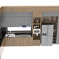 Modern Kitchen Interior Design With Wooden Cabinets Marble Island And Wine Rack
