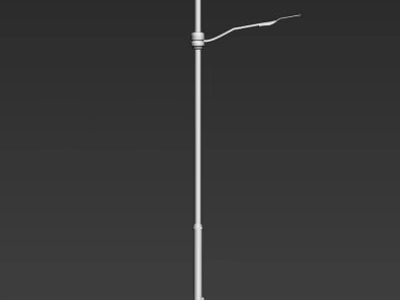 Durable Outdoor Street Light With Tall Pole And Curved Arm Design 3d model