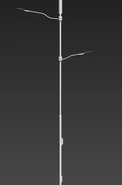 Durable Outdoor Street Light With Tall Pole And Curved Arm Design 3d model