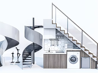 Modern Stairs Combination Rotating Stairs Metal Stairs Steel Frame Stairs Arc Stairs 3d model