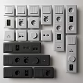 Modern Switch Panels With Various Designs Buttons Knobs And Sockets 3d model