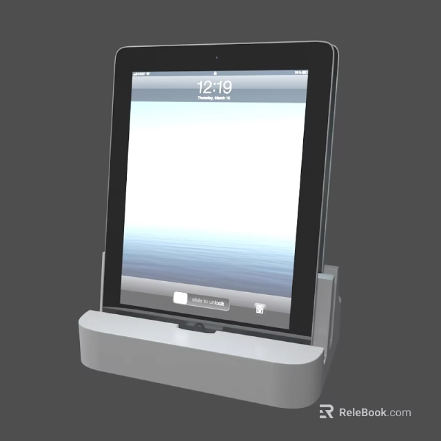 Modern Tablet With Stand And Digital Time Display On Clear Screen 3d model 