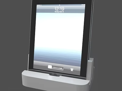 Modern Tablet With Stand And Digital Time Display On Clear Screen 3d model