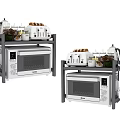Modern Kitchen Appliances with Microwave Oven and Storage Rack for Countertop Organization