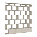 Light Colored Modern Wall Cabinets Featuring Open Grid Shelves And Multiple Storage Spaces 3d model