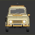 Cream And Yellow Vintage Car With Retro Roof Rack White Wheels And Classic Design
