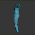 Turquoise Short Sleeved Jumpsuit With Patterned Sleeves And Modern Design
