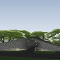 Curved Woven Feature Wall Design With Green Trees And Pathway
