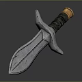 Detailed Modern Sword Weapon With Silver Metal Blade Black Hilt And Golden Pommel