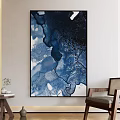 Abstract Painting With Blue And White Fluid Texture For Contemporary Wall Decor