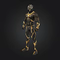 Black Panther Character In Black And Gold Armor With Helmet And Body Suit