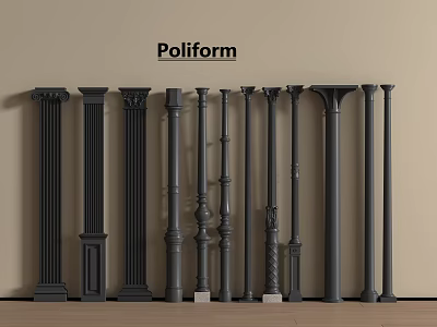 Poliform Decorative Columns With Different Styles Arranged In A Row For Interior Design 3d model