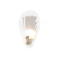 Elegant Shell Shaped Glass Wall Lamp with Textured Design Golden Base and Warm Lighting Glow