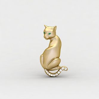 Jewelry Pendant Cat Diamond Emerald Jewelry Earrings Pendant Necklace 3d model