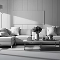 Modern Multiplayer Sofa Coffee Table Combination 3d model