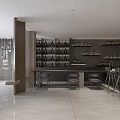 Modern Luxurious Clubhouse Interior With Wine Racks Reception Desk And Floor to Ceiling Windows