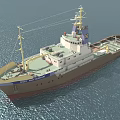 Large Brown And White Cargo Ship With Deck Mast Sailing On Calm Sea