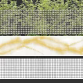 Building Exterior Wall With Green Plants And White Yellow Grid Pattern Design