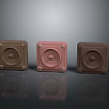 Three Square Small Electronic Appliances With Round Button Brown Pink Dark Brown Compact Design