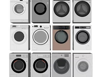 Modern Washing Machines With Various Styles Colors And Sleek Designs For Home Use 3d model