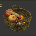 Fresh Assorted Fruits in Woven Basket with Apples Bananas and Oranges