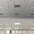 Modern Grid Pattern Suspended Ceiling With Recessed Vents And Lighting Fixtures