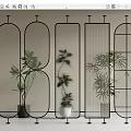 French Middle Ancient Glass Partition Frosted Glass Partition Changhong Glass Partition Screen Partition Entrance Partition 3d model