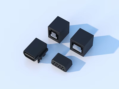 Black Small Square Rectangular Electronic Connector Accessories As Daily Living Supplies 3d model