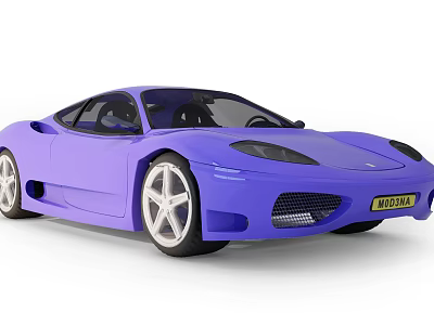 Purple Sports Car With Sleek Design Silver Wheels And Yellow License Plate 3d model