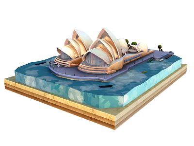 Modern Cartoon Building Sydney Opera House 3d model