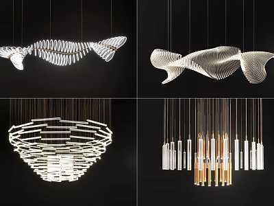 Creative Modern Chandelier Designs Showcasing Unique Geometric Curved And Linear Shapes 3d model