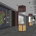 Interior of Cultural Center Featuring Chinese Map Display Cabinets and Intangible Cultural Heritage Exhibits