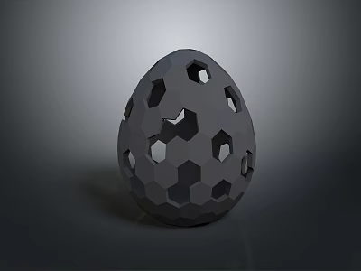 Gray Egg Shaped Living Supplies Featuring Hexagonal Holes Design For Home Decoration 3d model