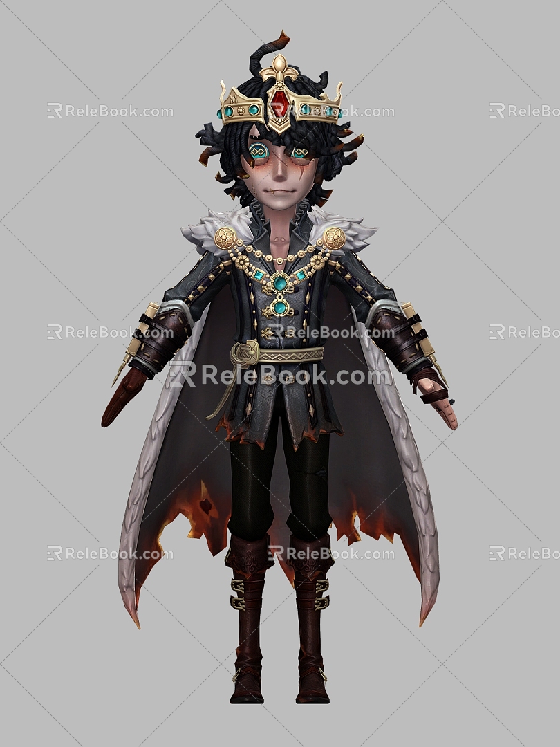 Cartoon King Cartoon Boy Man King Crown Game Movie Cloak Animation 3d model